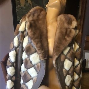 VINTAGE PATCHWORK MINK & LEATHER JACKET. RARE FIND
